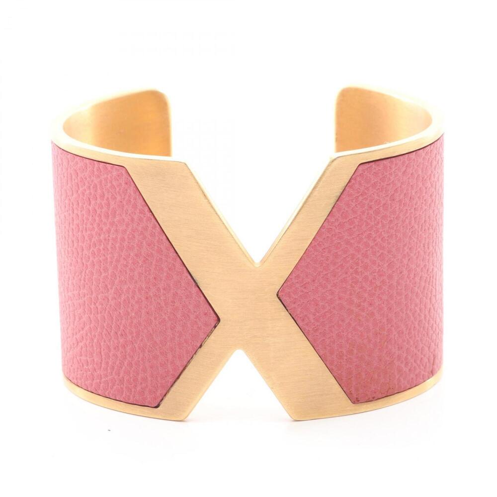 Valextra bangle accessory, leather, GP (gold plated), women's, gold/pink tones.